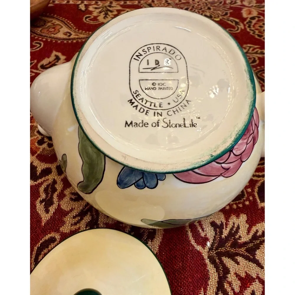 Hand-Painted Floral Ceramic Teapot | Yellow Botanical Garden Party Teaware